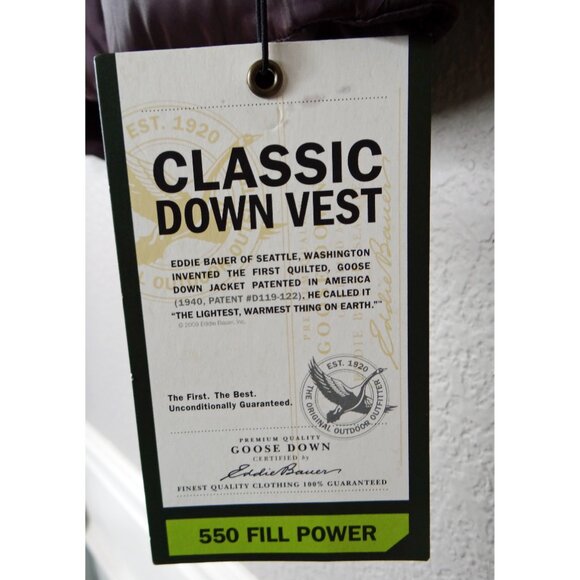 Eddie Bauer Classic Down Vest Women's Dark Purple Size XS Goose Down NWT NEW - Picture 10 of 12